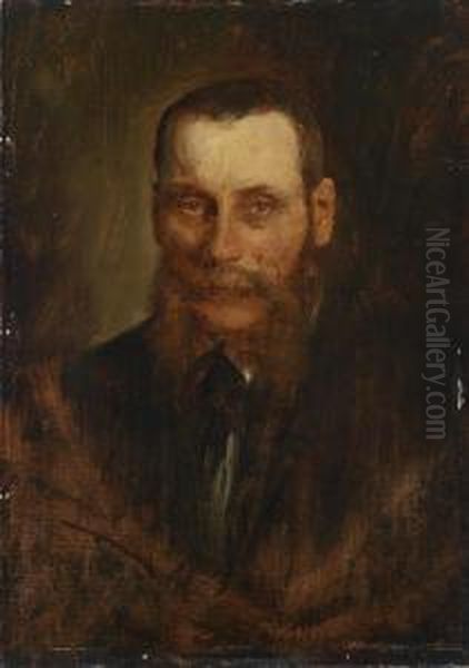 Portrait Of The Viennese Art Dealer Georg Plach Oil Painting by Franz von Lenbach