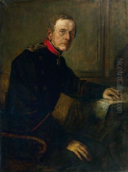 Portrait D'un Officier Prussien Oil Painting by Franz von Lenbach