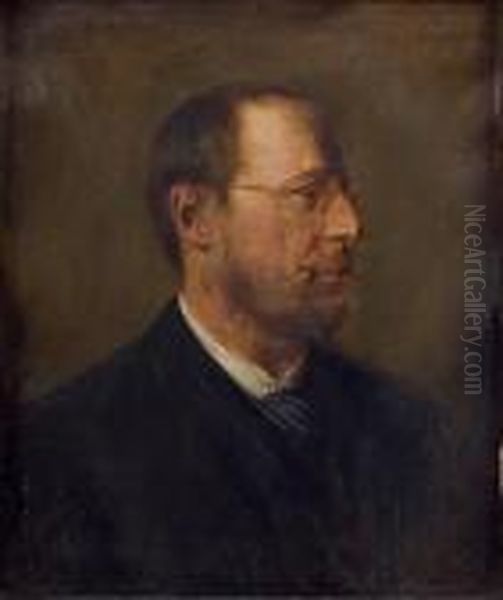 Portrait D'homme Aux Lunettes Oil Painting by Franz von Lenbach