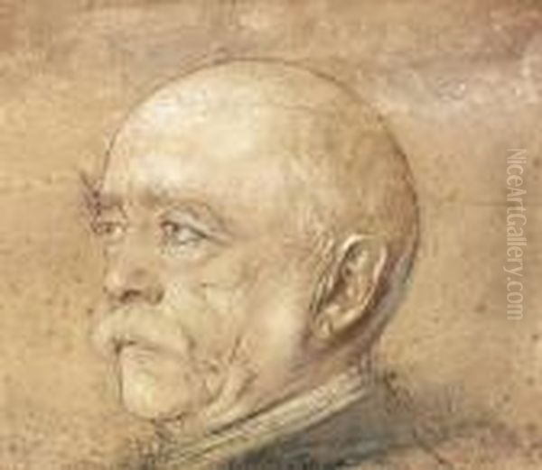 Otto Furst Von Bismarck (kopf Nach Links) Oil Painting by Franz von Lenbach