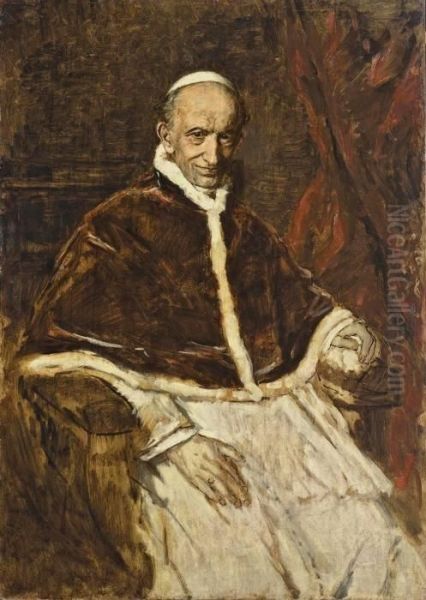 Papst Leo Xiii Oil Painting by Franz von Lenbach