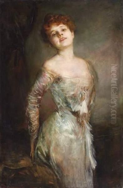 Portrait Of The Actress Fritzi Scheff Oil Painting by Franz von Lenbach