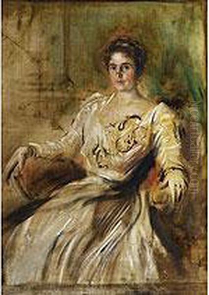 Portrait Der Frau Rosner Oil Painting by Franz von Lenbach