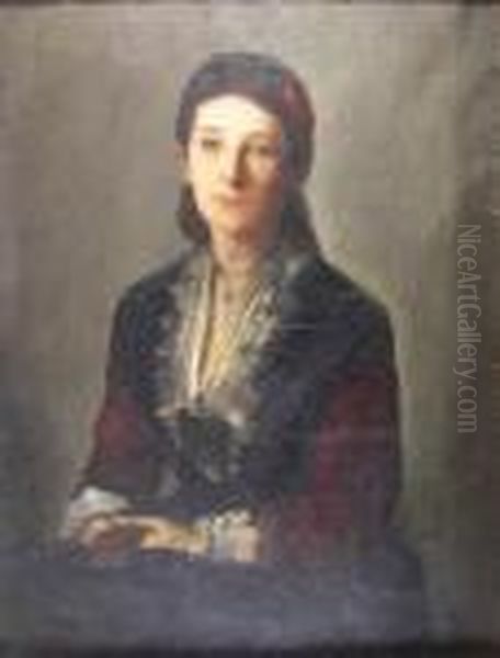 Portrait Of Gertrude Grafin Von Werthern Oil Painting by Franz von Lenbach