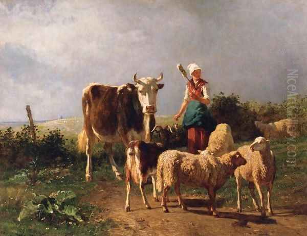 Return of the Herd Oil Painting by Constant Troyon