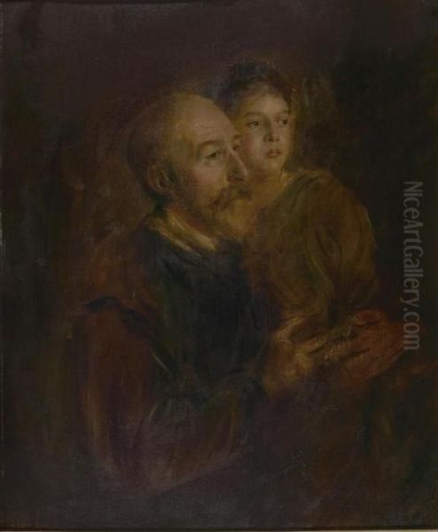 Giovanni Meyer, Marchese Di Montagliari, Mit Seiner Tochter
 Palma. Oil Painting by Franz von Lenbach