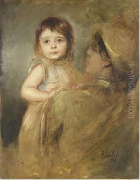 Ritratto Di Bambina Oil Painting by Franz von Lenbach