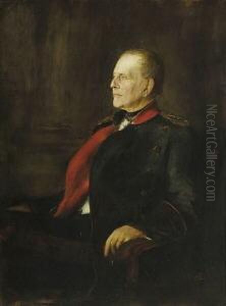 Helmut Graf Moltke Oil Painting by Franz von Lenbach