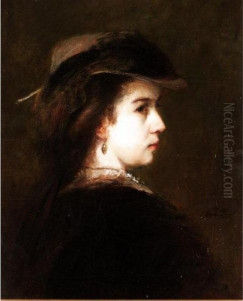 Portrait Of A Lady Oil Painting by Franz von Lenbach