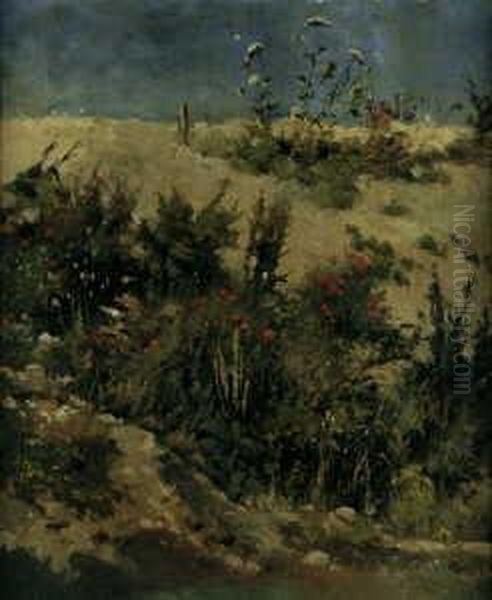 Landschaftsstudie. Oil Painting by Franz von Lenbach