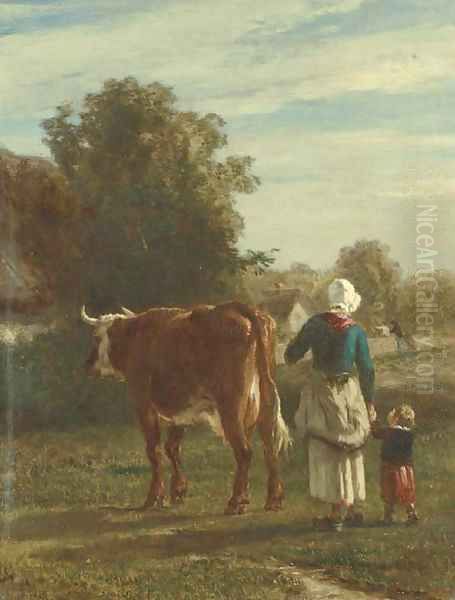 Retour de la vache Oil Painting by Constant Troyon