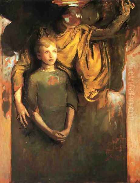 Boy and Angel Oil Painting by Abbott Handerson Thayer