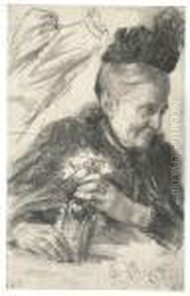 Frau Mit Syphonflasche Oil Painting by Adolph von Menzel