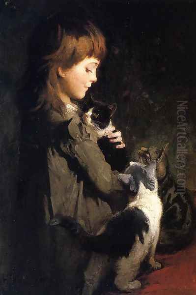 The Favorite Kitten Oil Painting by Abbott Handerson Thayer