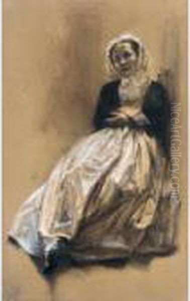 Emilie, Menzels Schwester (emilie, The Artist's Sister ) Oil Painting by Adolph von Menzel