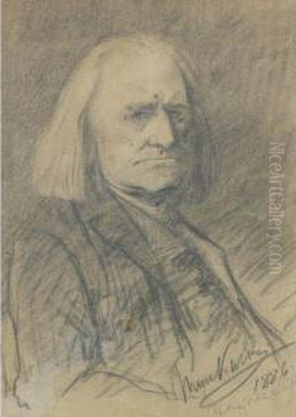 Portrait Of Franz Liszt Oil Painting by Mihaly Munkacsy