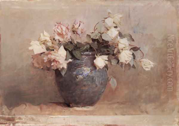 Roses Oil Painting by Abbott Handerson Thayer