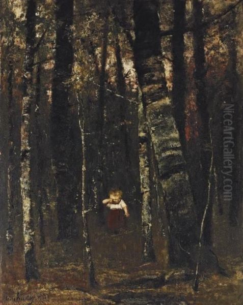 Verirrt I (lost In The Woods) Oil Painting by Mihaly Munkacsy