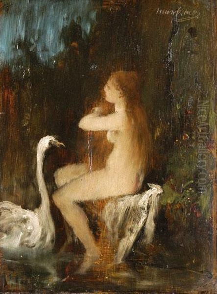 Leda A Hattyuval, 1880 -as Evek Vege Oil Painting by Mihaly Munkacsy