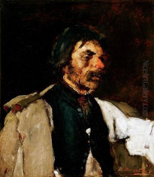 Male Portrait, About 1874 Oil Painting by Mihaly Munkacsy