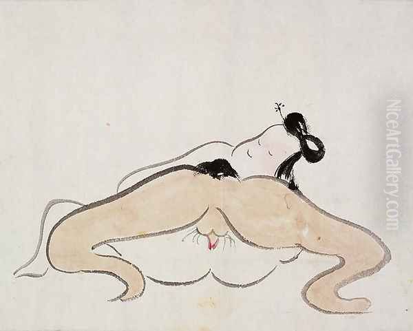 A Shunga 9 Oil Painting by Ike no Taiga