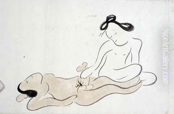 A Shunga 7 Oil Painting by Ike no Taiga