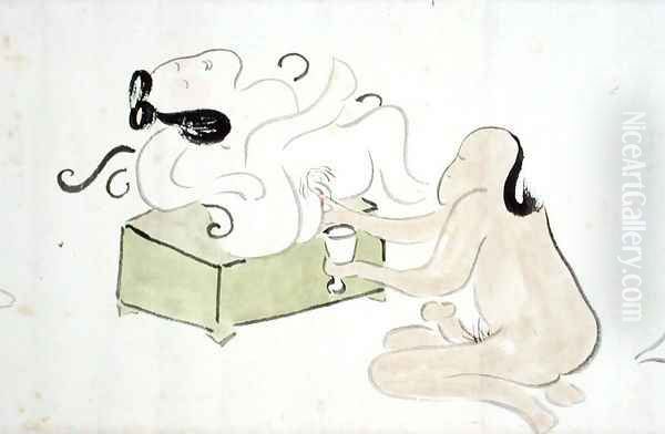 A Shunga 2 Oil Painting by Ike no Taiga