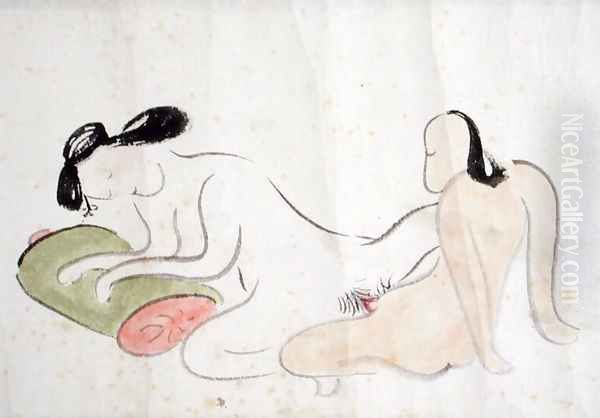 A Shunga 4 Oil Painting by Ike no Taiga