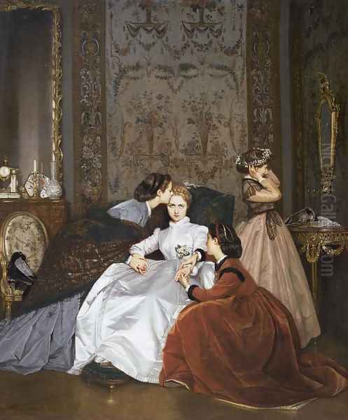 La Fiancée Hésitante (The Hesitant Betrothed) Oil Painting by Auguste Toulmouche