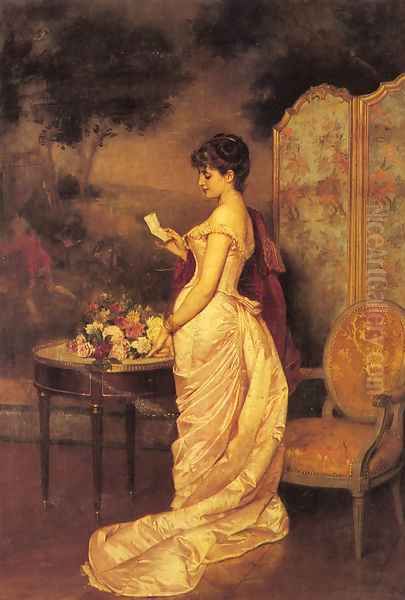 The Love Letter Oil Painting by Auguste Toulmouche