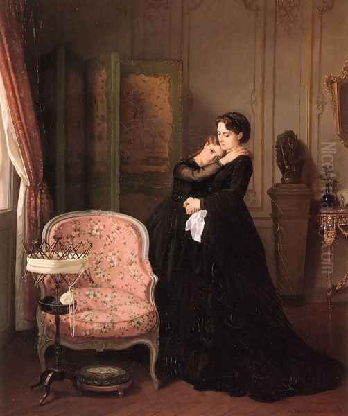 Consolation Oil Painting by Auguste Toulmouche