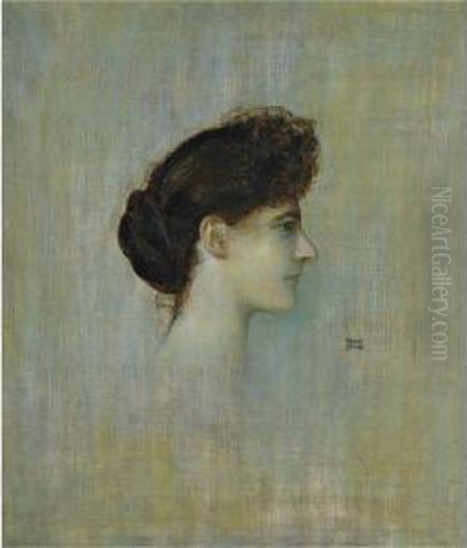 Damenbildnis (portrait Of A Lady) Oil Painting by Franz von Stuck