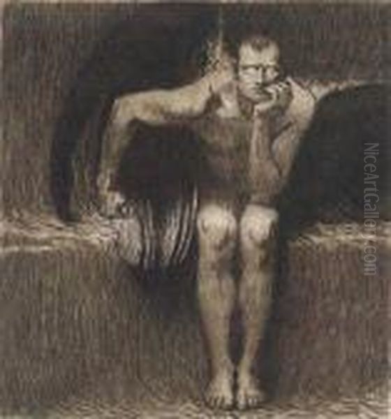 Lucifer Oil Painting by Franz von Stuck