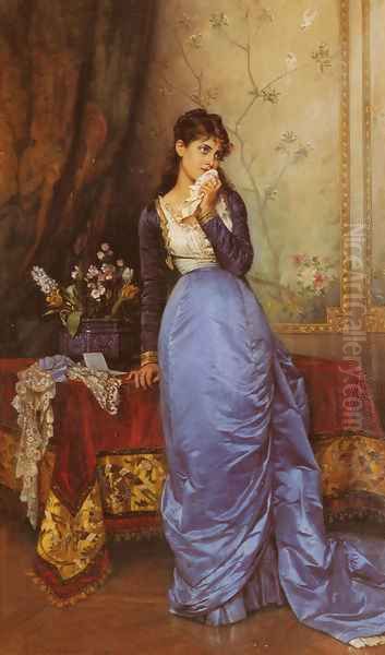 The Letter Oil Painting by Auguste Toulmouche