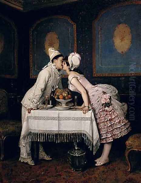 Le baiser Oil Painting by Auguste Toulmouche