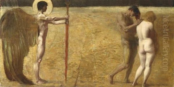 Expulsion From Paradise Oil Painting by Franz von Stuck