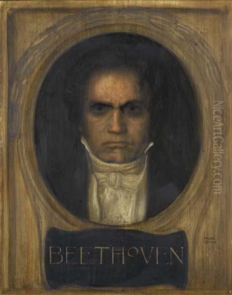 Portrait De Ludwig Van Beethoven Oil Painting by Franz von Stuck