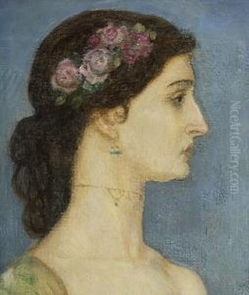 Weibliches Portrat
 (saharet). Oil Painting by Franz von Stuck