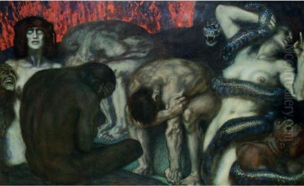 Inferno Oil Painting by Franz von Stuck