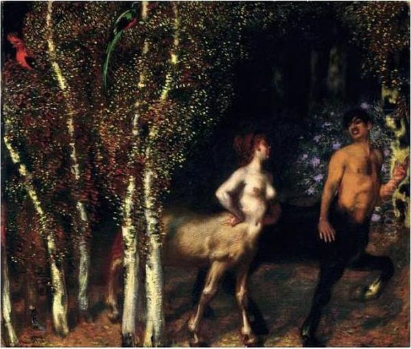 Im Zauberwald (the Enchanted Forest) Oil Painting by Franz von Stuck