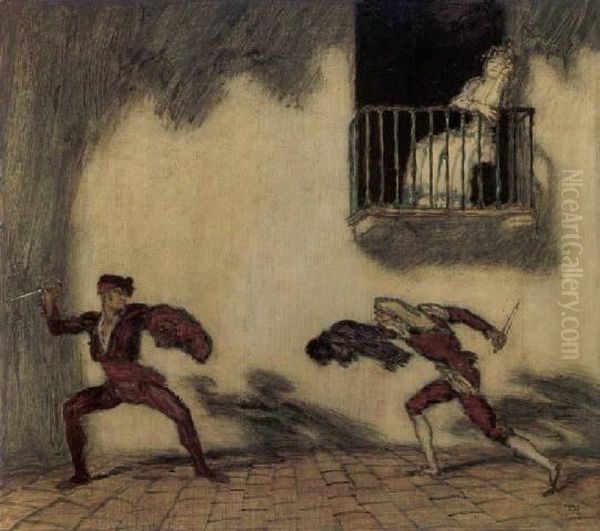 Duell Oil Painting by Franz von Stuck