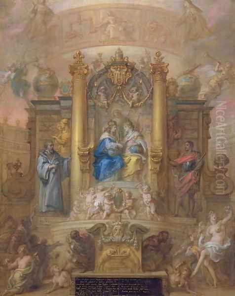 Alliance of France and Spain, Allegory of the Peace of the Pyrenees in 1659 Oil Painting by Theodor Van Thulden