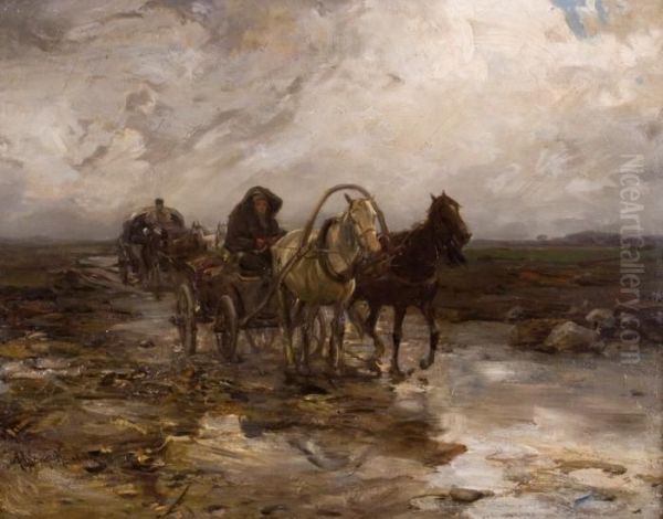 Wozy Na Blotnistej Drodze, Po 1900 Oil Painting by Alfred Wierusz-Kowalski