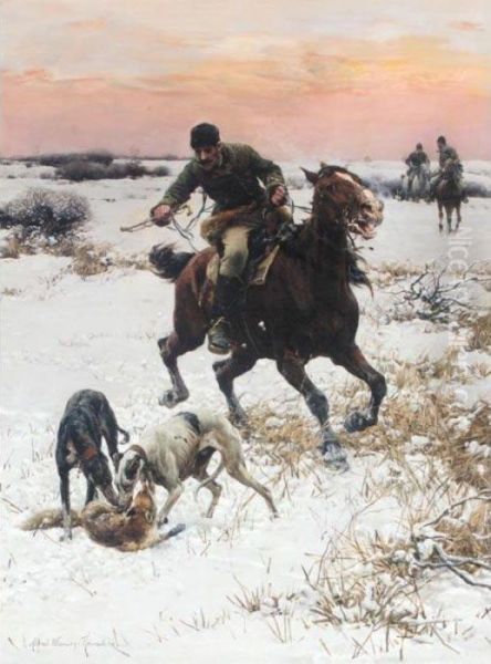 The Hunt Oil Painting by Alfred Wierusz-Kowalski