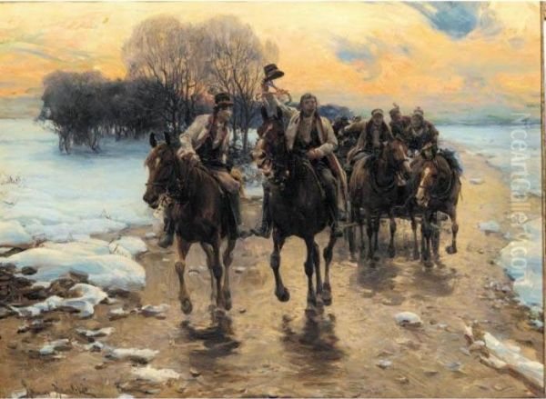 The Happy Return Oil Painting by Alfred Wierusz-Kowalski