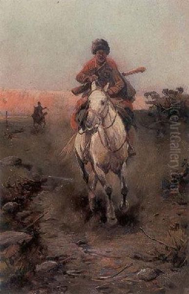 The Horseman Oil Painting by Alfred Wierusz-Kowalski