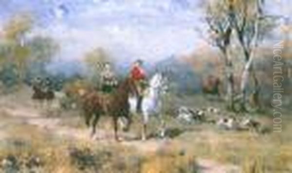 Wyjazd Na Polowanie Oil Painting by Alfred Wierusz-Kowalski