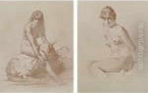 A Set Of Twelve Studies Of Nudes Oil Painting by Mihaly von Zichy