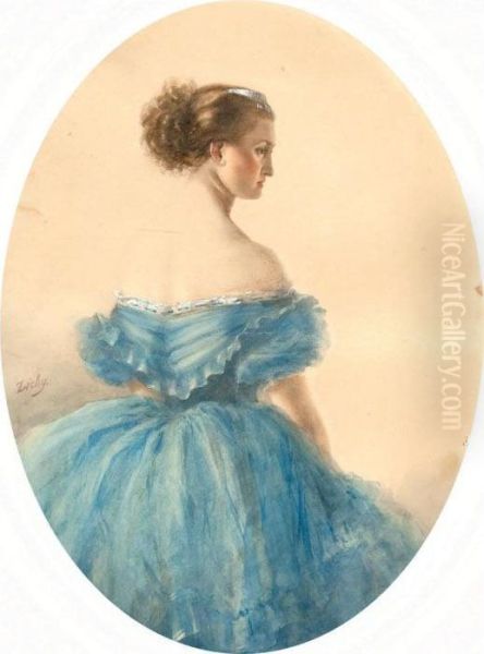 Portrait Of Princess Anna Wittgenstein Oil Painting by Mihaly von Zichy