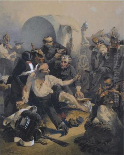 Scene From The Crimean War Oil Painting by Mihaly von Zichy